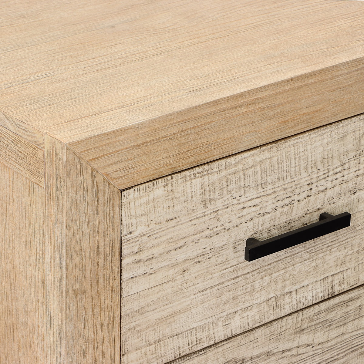 Roux Double Drawer Nightstand Light Warm Wash, by Dovetail, 27.25" width x 27.5" height x 18" depth View 7