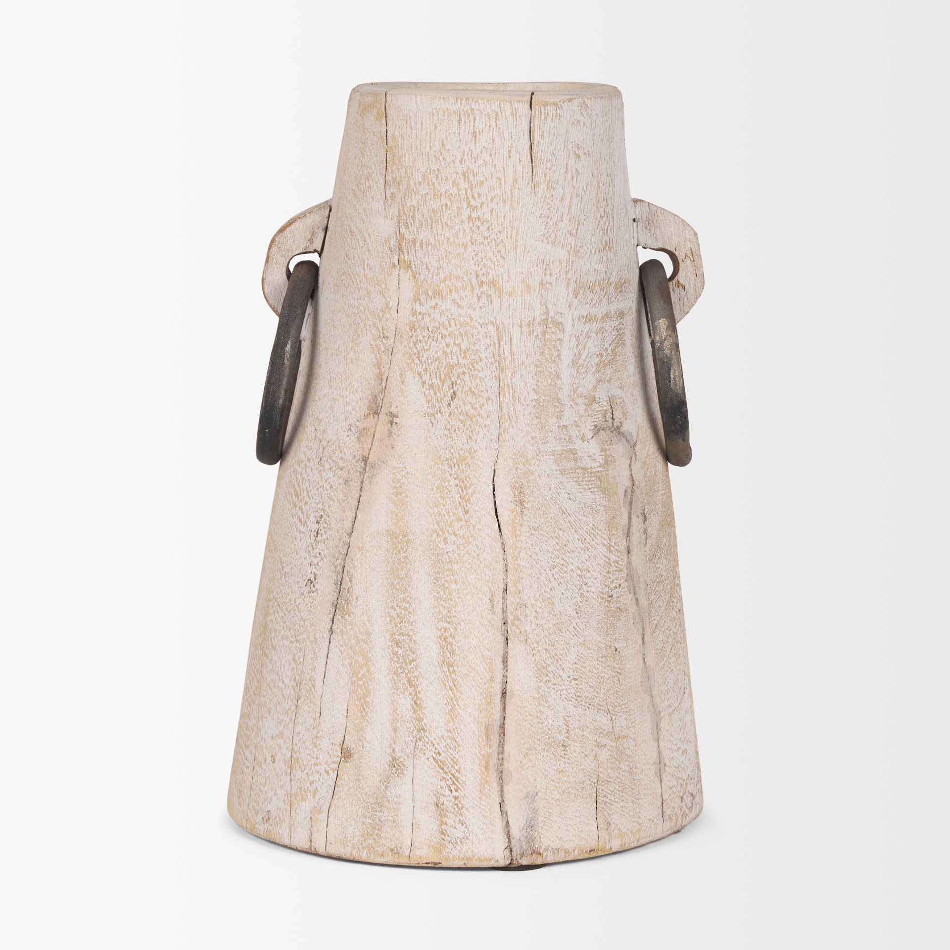 Monique Large Light Brown with Handles Wood Pot, Decorative Jar by Mercana, 5" length x 5" width x 9.5" height View 3