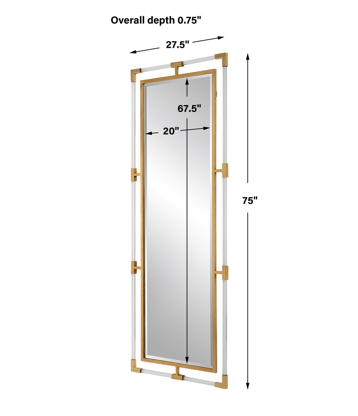 Balkan Gold Tall Mirror, by Uttermost, 2'3.5" width x 6'3" height x 1.12" depth View 3