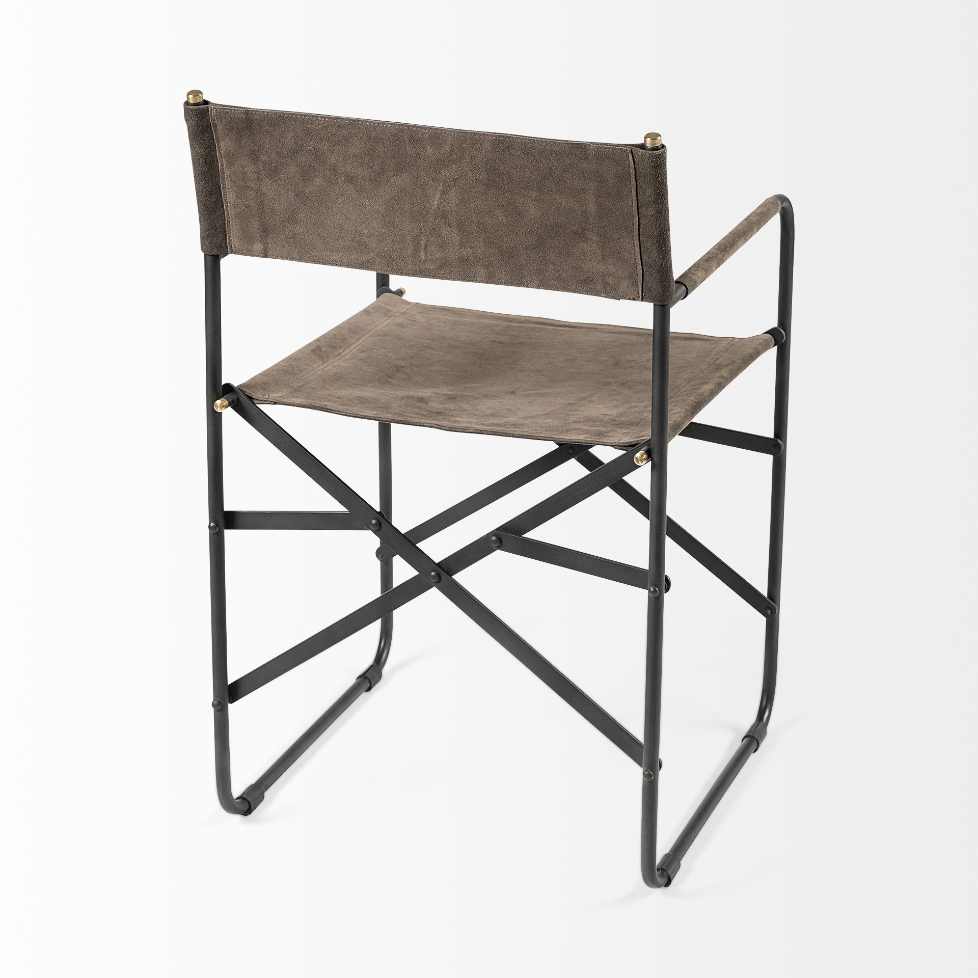 Direttore 19.25L x 20W x 31H  Brown/Gray Suede with Metal Frame Dining Chair large image 