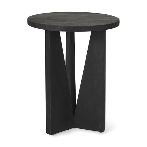 Mattius Black Wood Accent Table