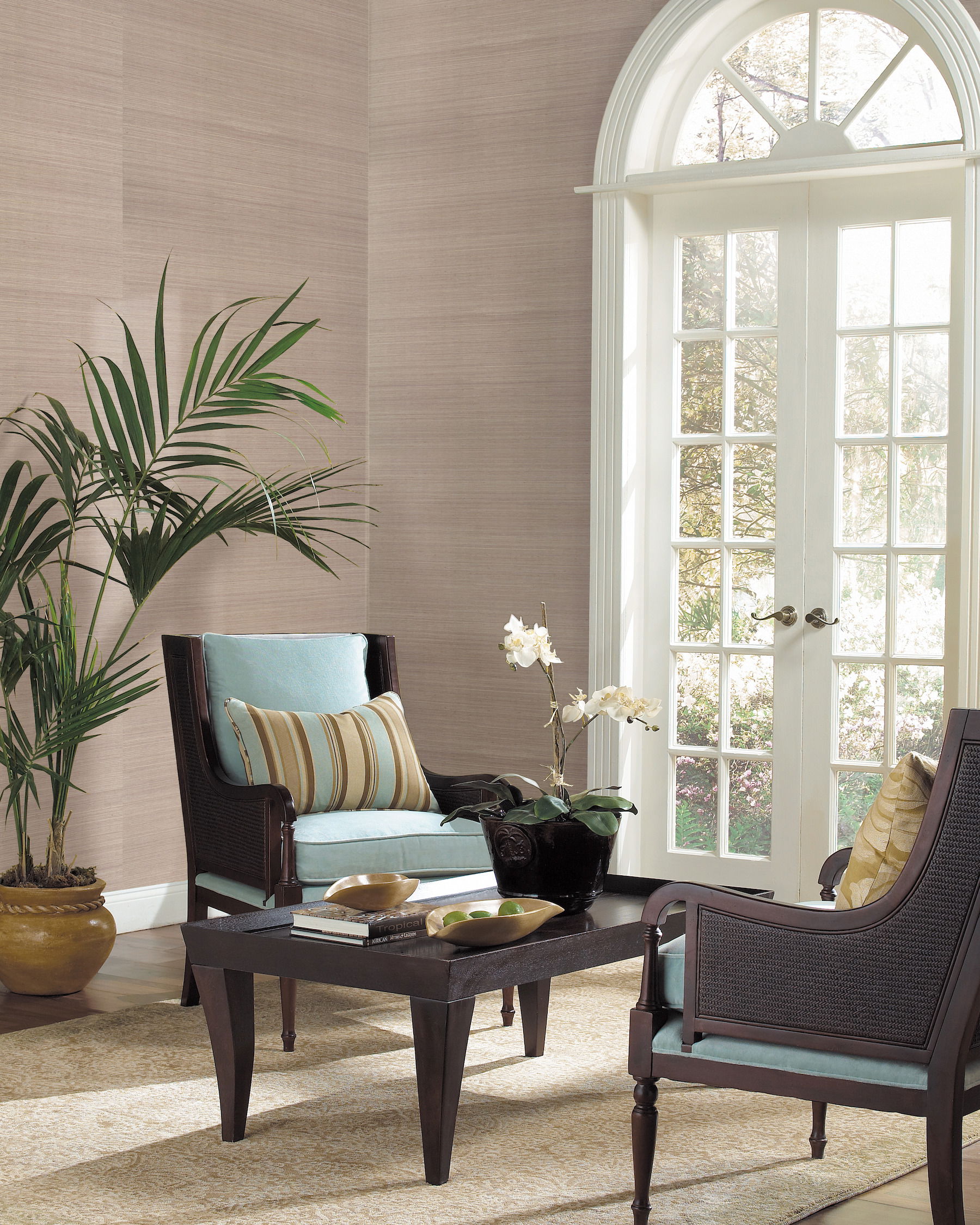 Plain Sisal Grasscloth White Wallpaper large image 