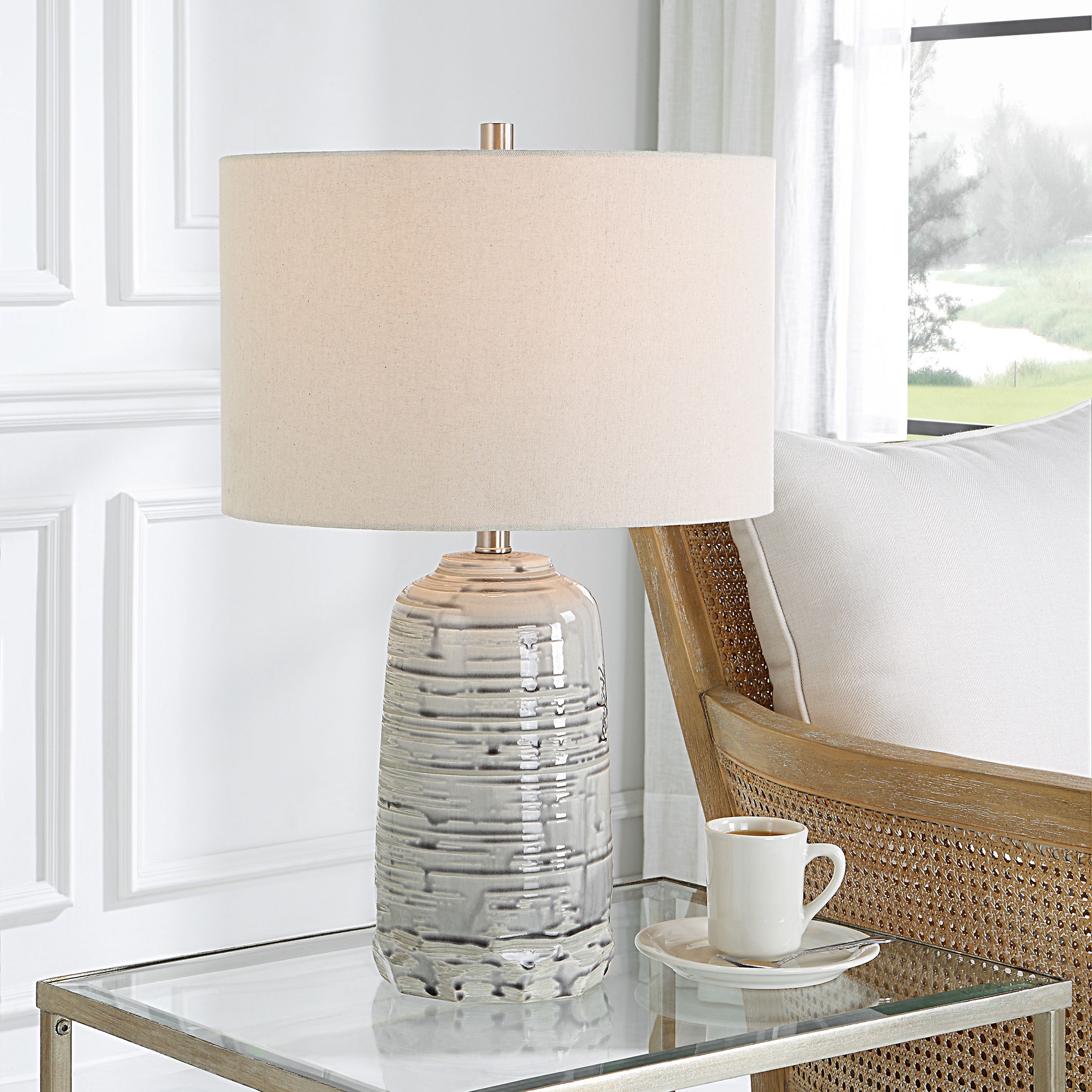 Cyclone Ivory Table Lamp large image 