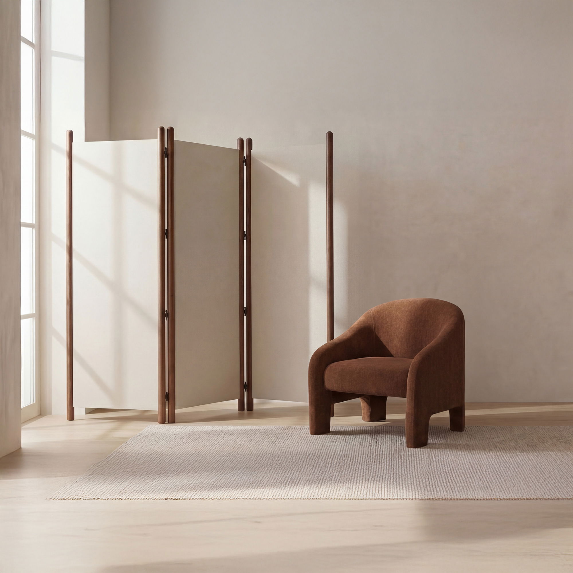 Enni Screen Off White, Room Divider by Moe's Home, 68.5" width x 71" height x 1.57" depth View 6