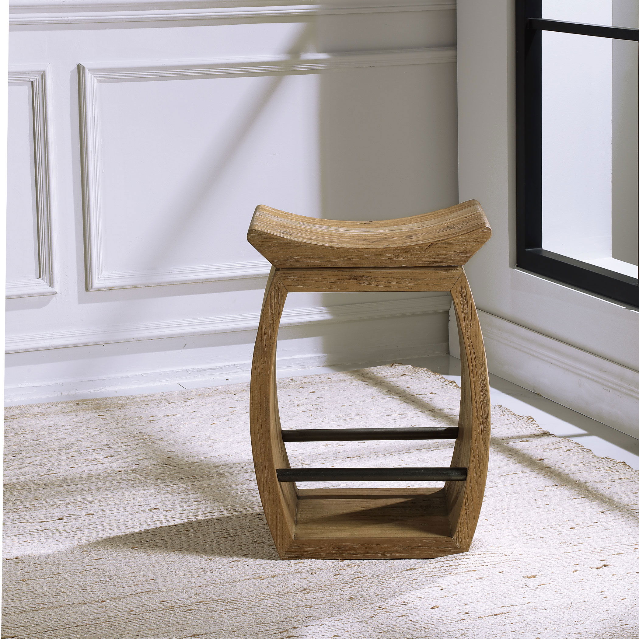 Connor Modern Wood Counter Stool, Furniture by Uttermost, 18" width x 25" height x 14" depth View 8