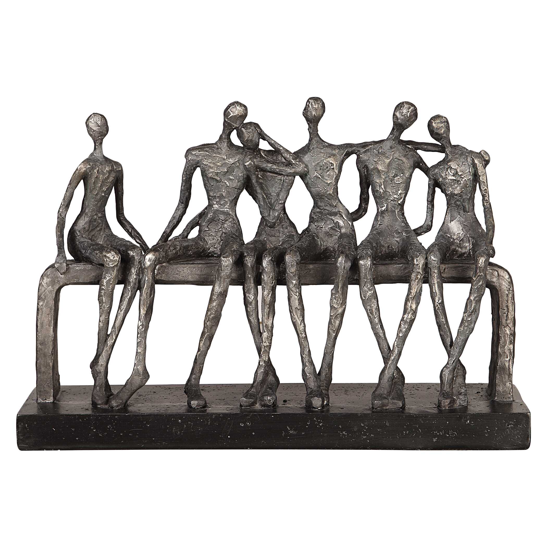Camaraderie Aged Silver Figurine large image 