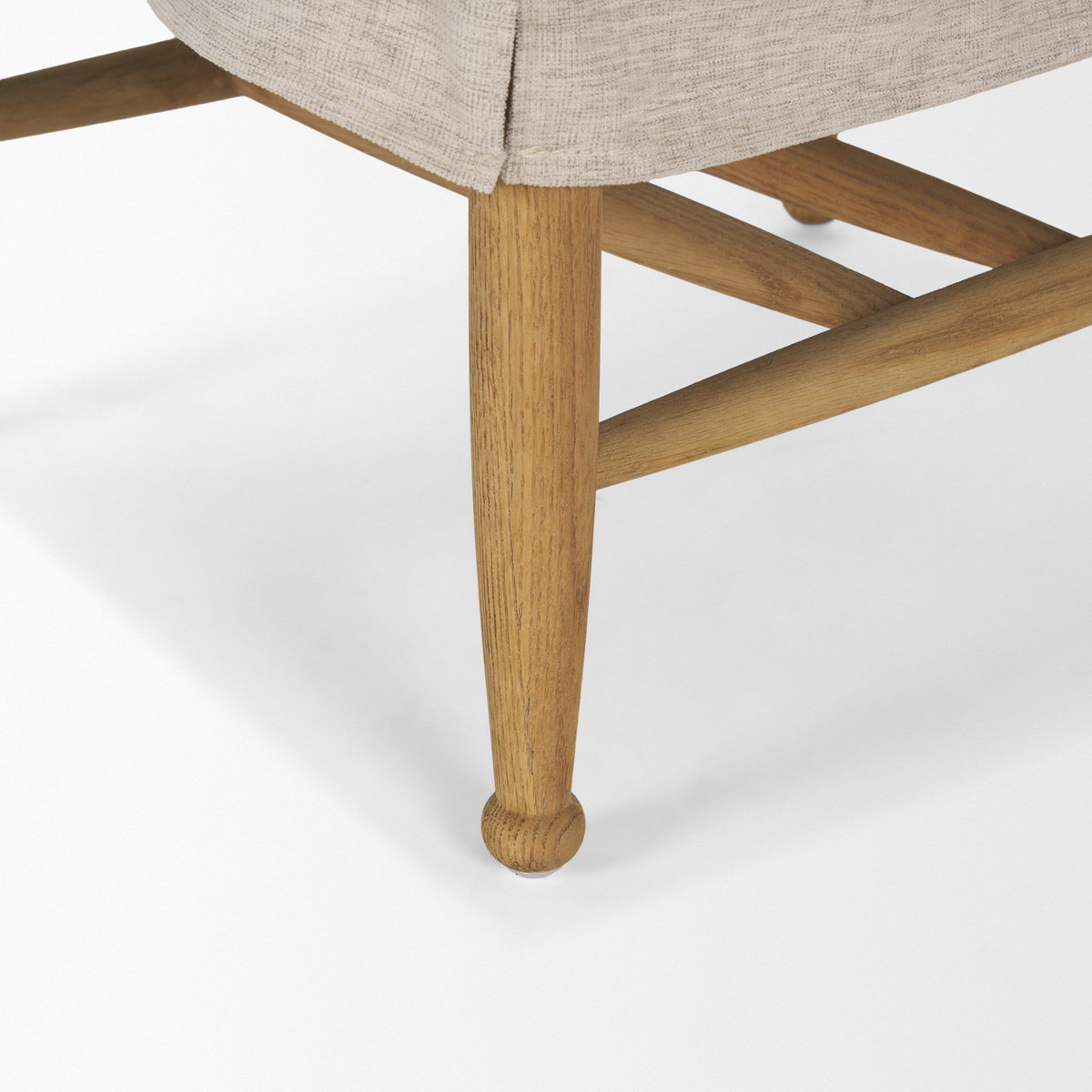 Whitley Oatmeal Performance Fabric with Oak Wood Dining Chair, by Mercana, 19.25" length x 24" width x 35" height View 11