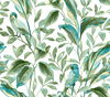 Tropical Love Birds White & Aqua Wallpaper thumbnail 0
