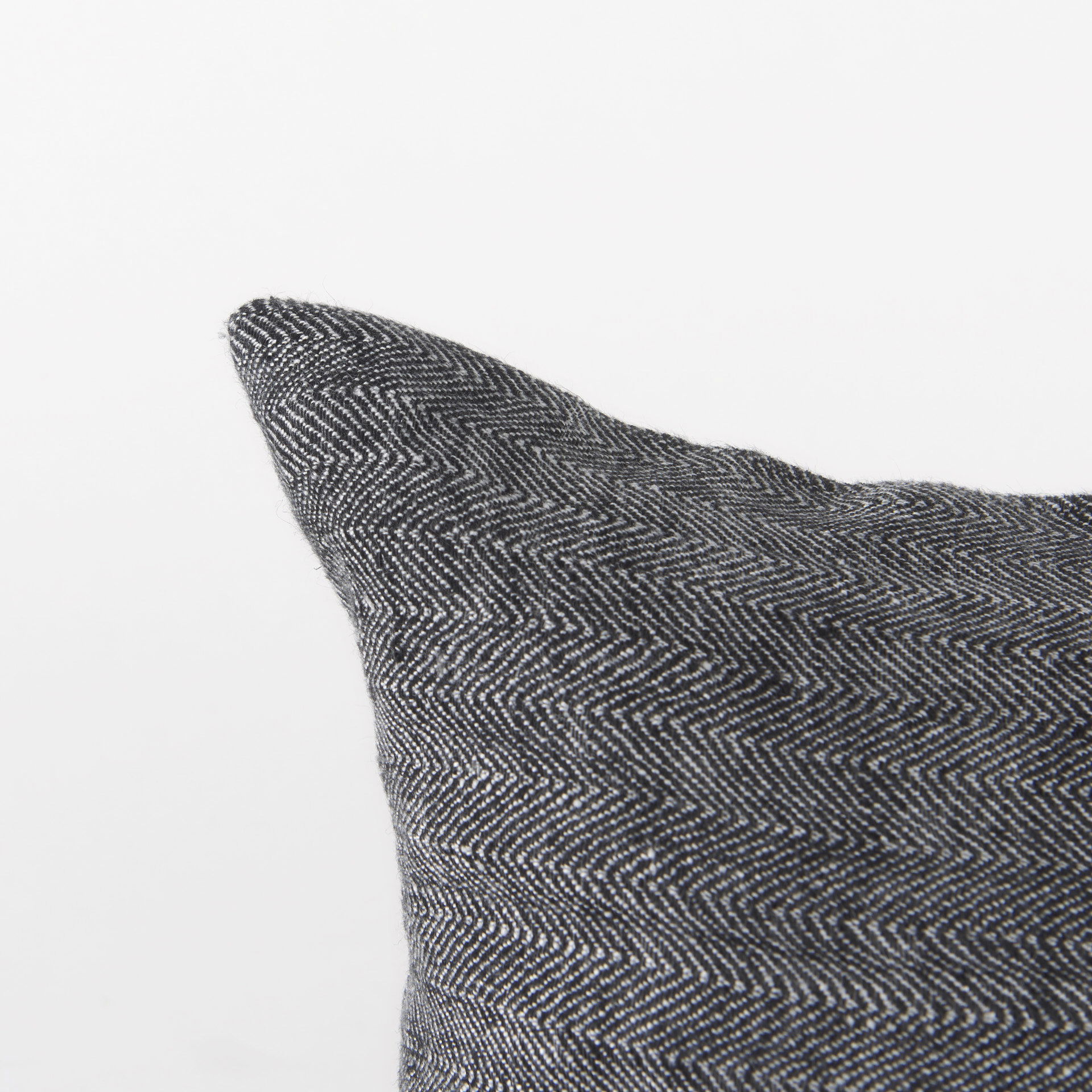 Sibyl 13L x 21W Black Fabric Striped and White Fringed Decorative Pillow Cover large image 