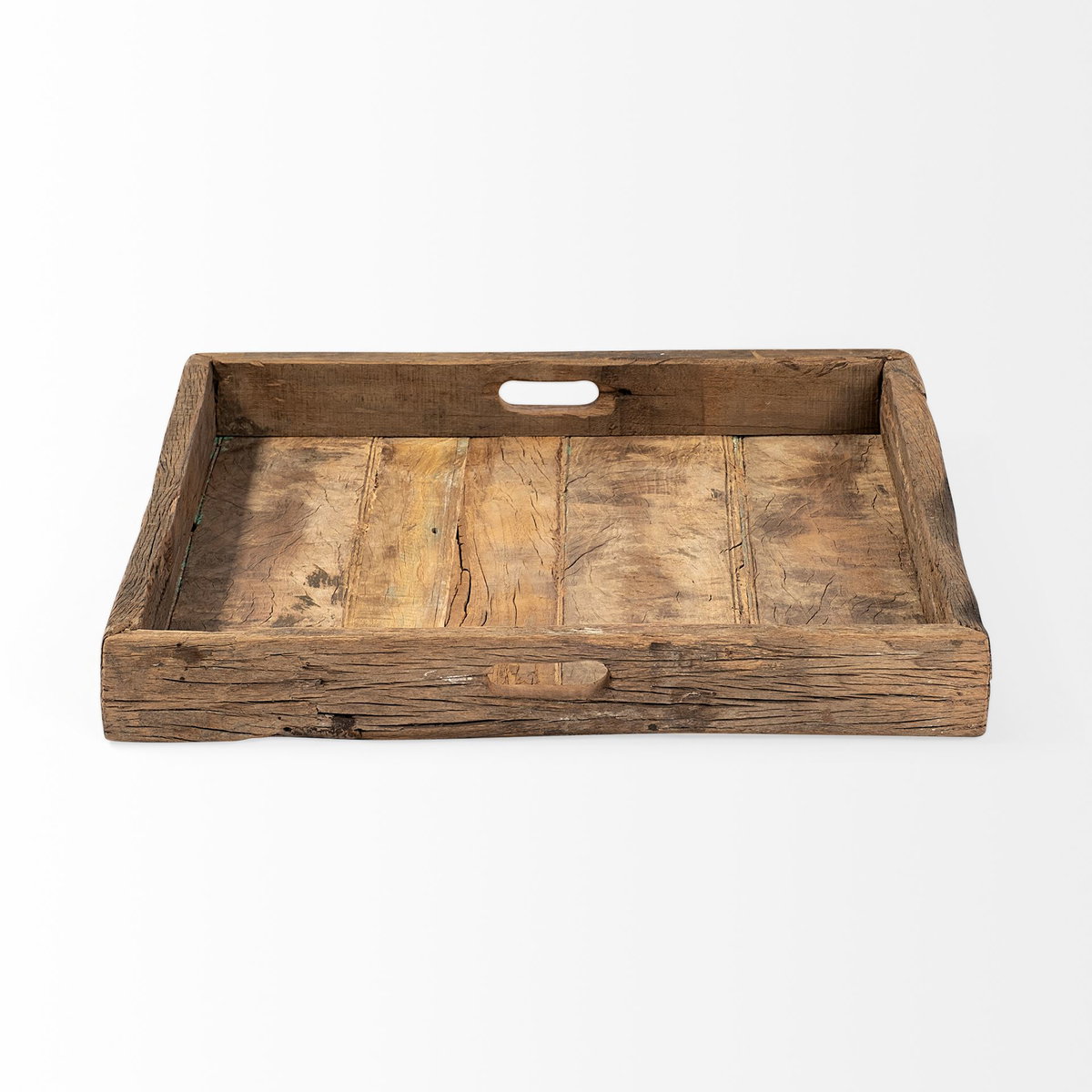 Carson (Small) 24L x 24W Brown Reclaimed Wood Tray, Decorative Tray by Mercana, 24" length x 24" width x 3" height View 4