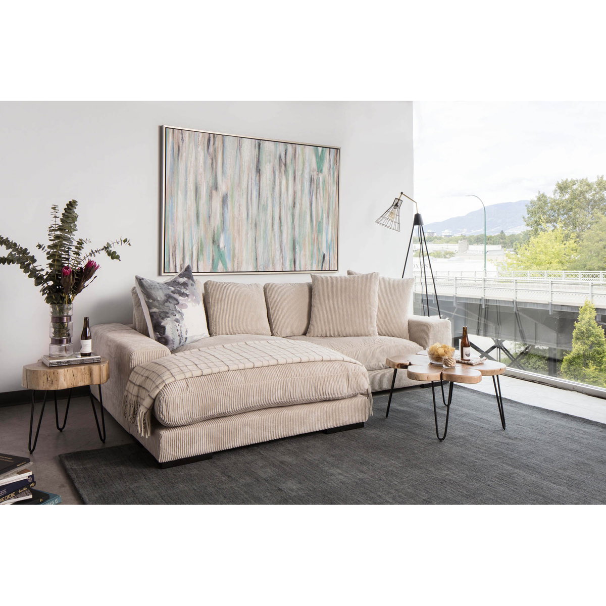Plunge Sectional Cappuccino, Sectional Sofa by Moe's Home, 106" width x 34" height x 46" depth View 7