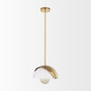 Cybill Brushed Brass with White Metal Shade 1-Light Wall Pendant, by Mercana, 12.6" length x 12.6" width x 53.94" height thumbnail 3