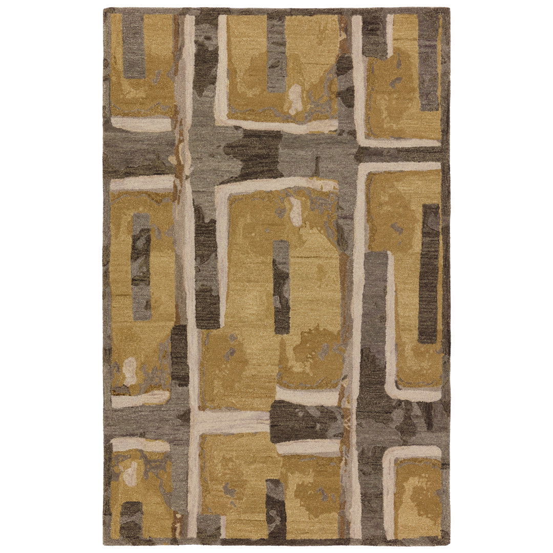 Zoe Bios By Jaipur Living Balsa HNC01 Handmade Abstract Yellow and Taupe Area Rug (10'x14') large image 