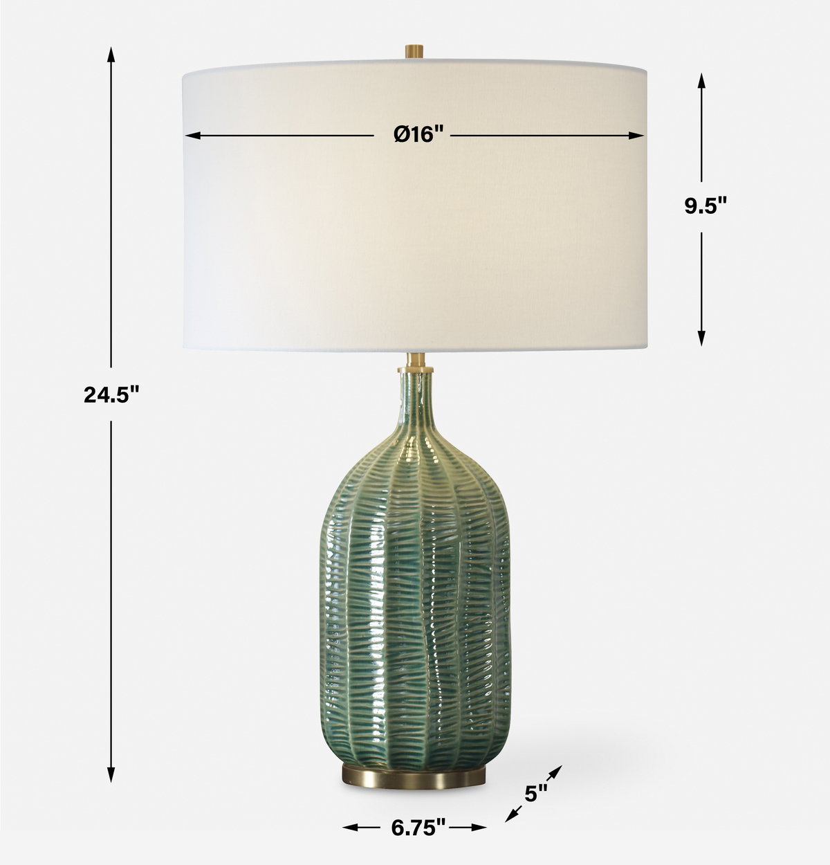 Bixby Green Table Lamp, by Uttermost, 16" width x 25.75" height x 16" depth View 3