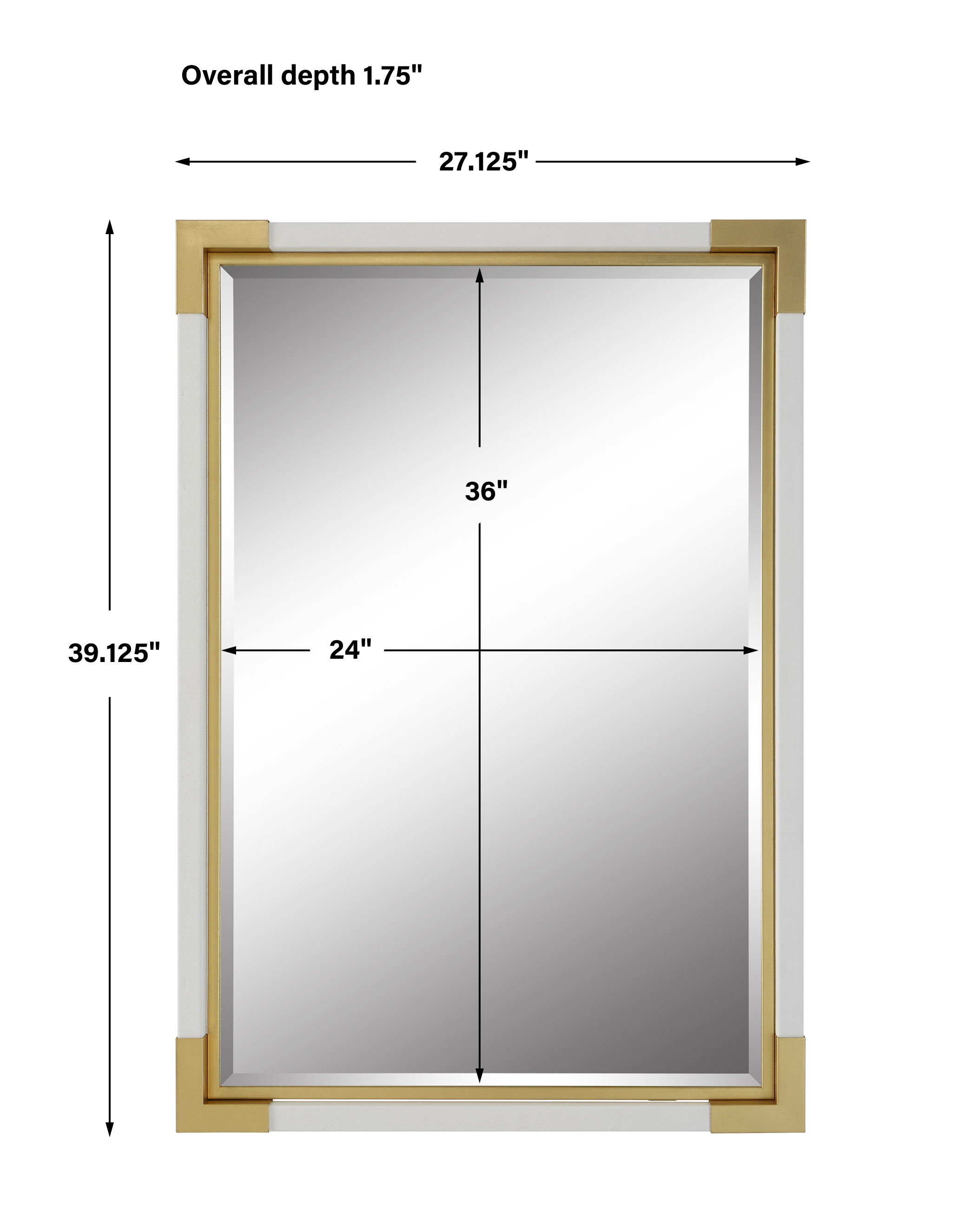 Malik White & Gold Mirror, by Uttermost, 26.25" width x 38.12" height x 1.87" depth View 3