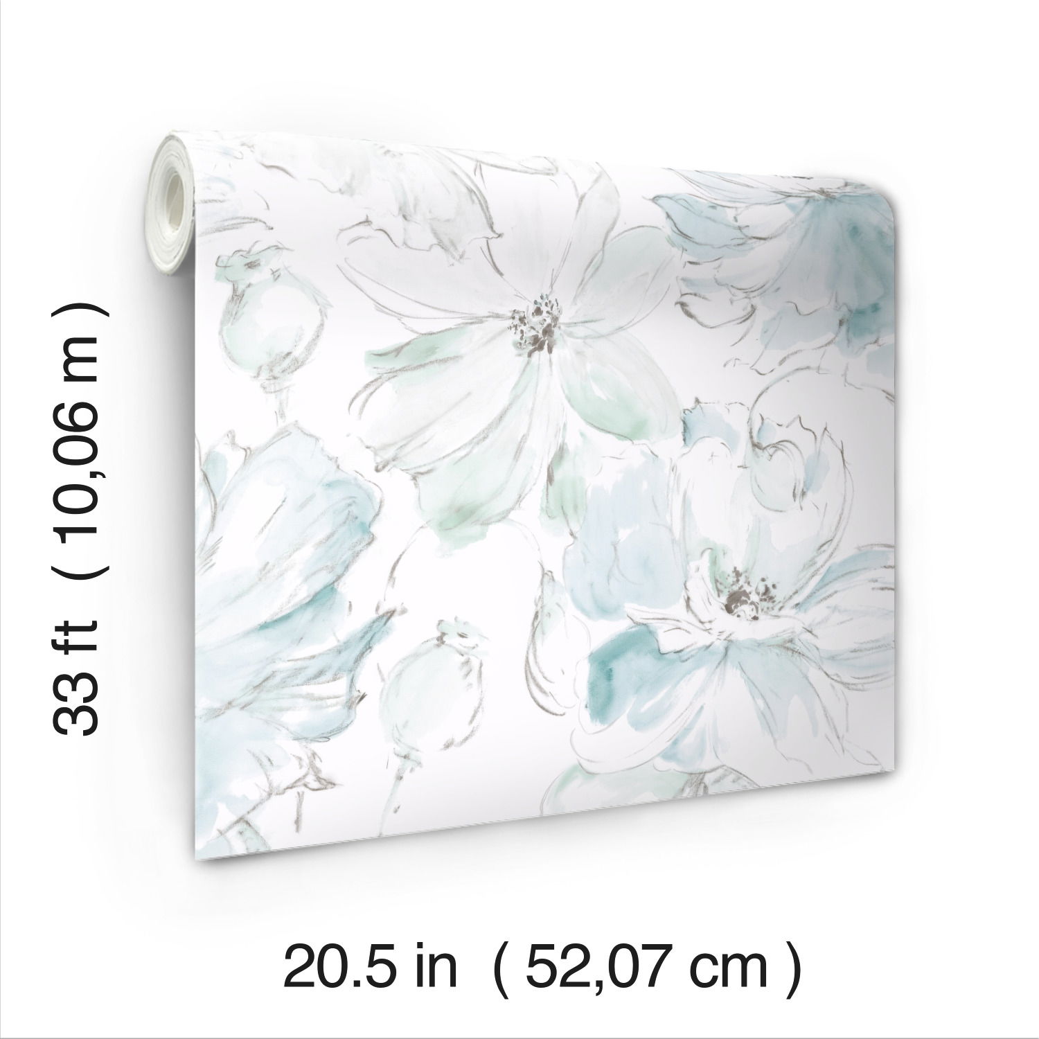 Floral Dreams Blue & Green Wallpaper large image 
