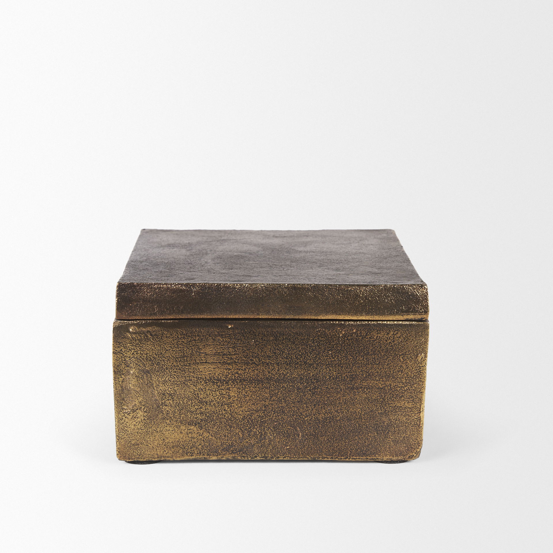 Porschia Large Antiqued Gold Metal Decorative Box, Boxe by Mercana, 9.84" length x 7.87" width x 4.72" height View 7