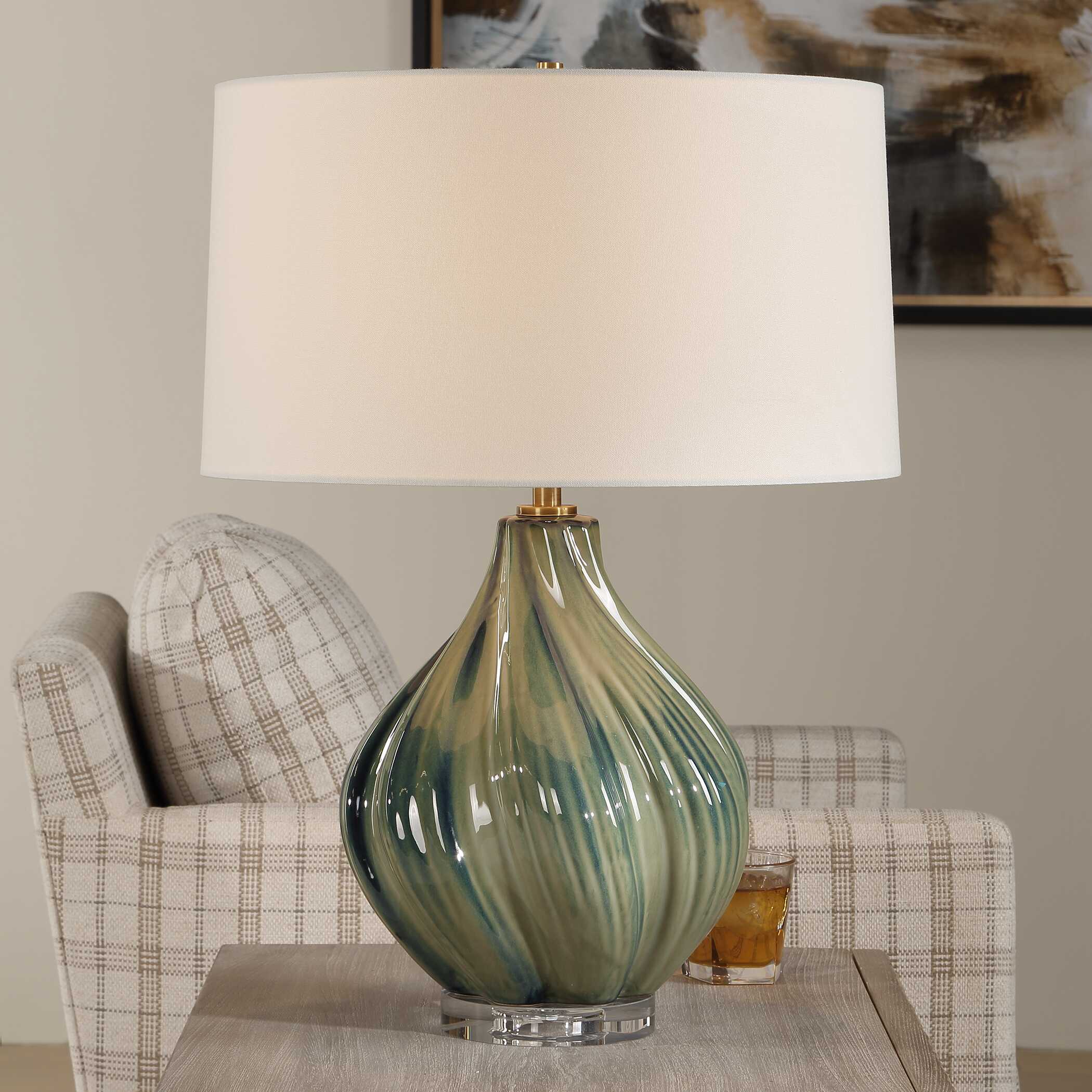 Tausha Green Table Lamp, by Uttermost, 18" width x 25.5" height x 18" depth View 2