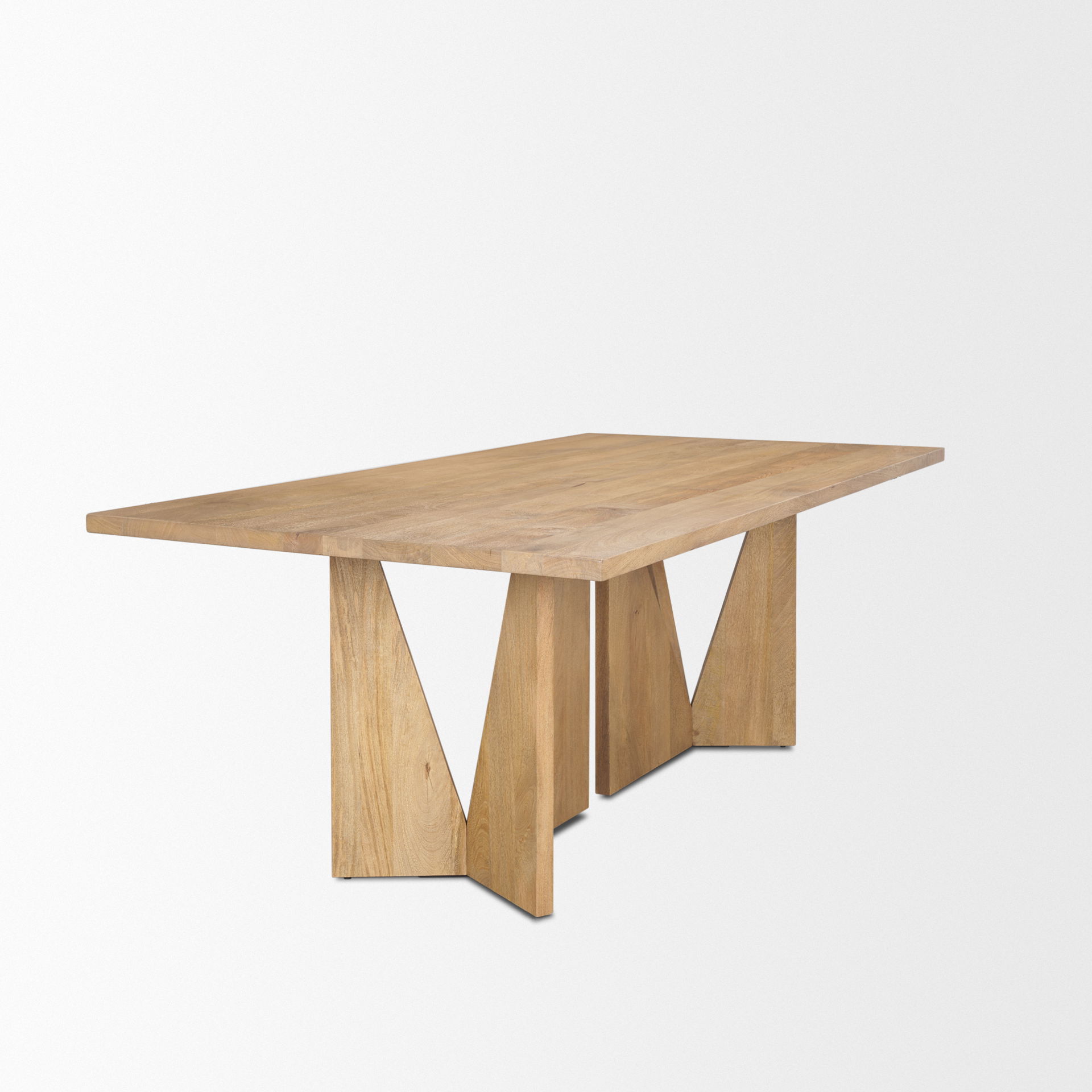 Tarro 84' Rectangular Light Brown Wood with Geometrical Base Dining Table large image 