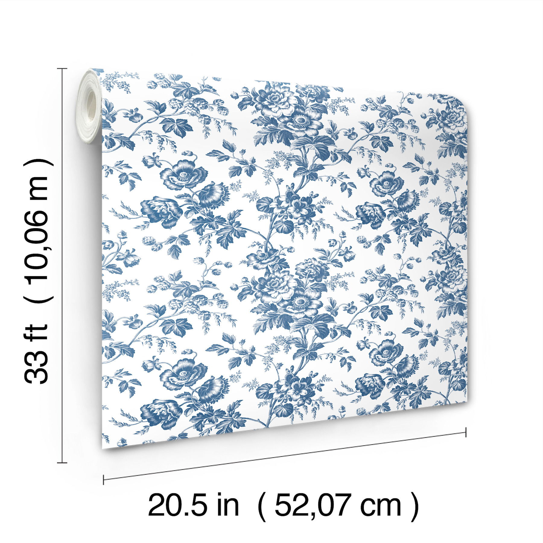Anemone Toile Navy Wallpaper, by York Wall, 33' length x 1'8.5" width x 0.02" depth View 8