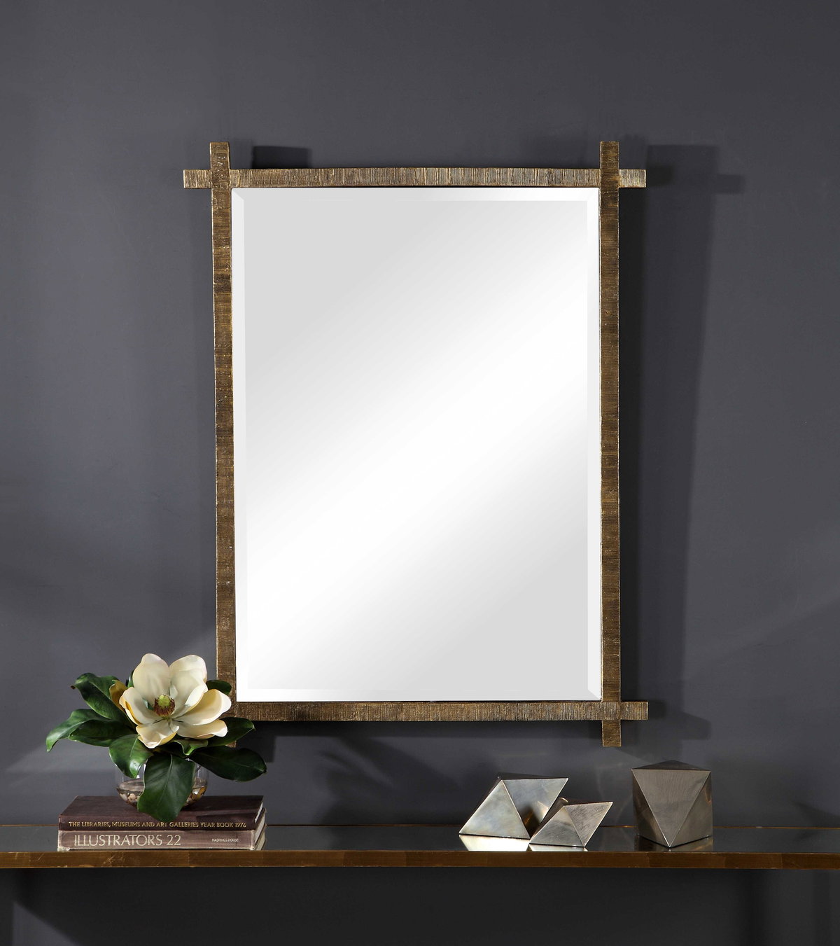 Abanu Gold Vanity Mirror, by Uttermost, 2'6" width x 3'3.75" height x 1.25" depth View 8