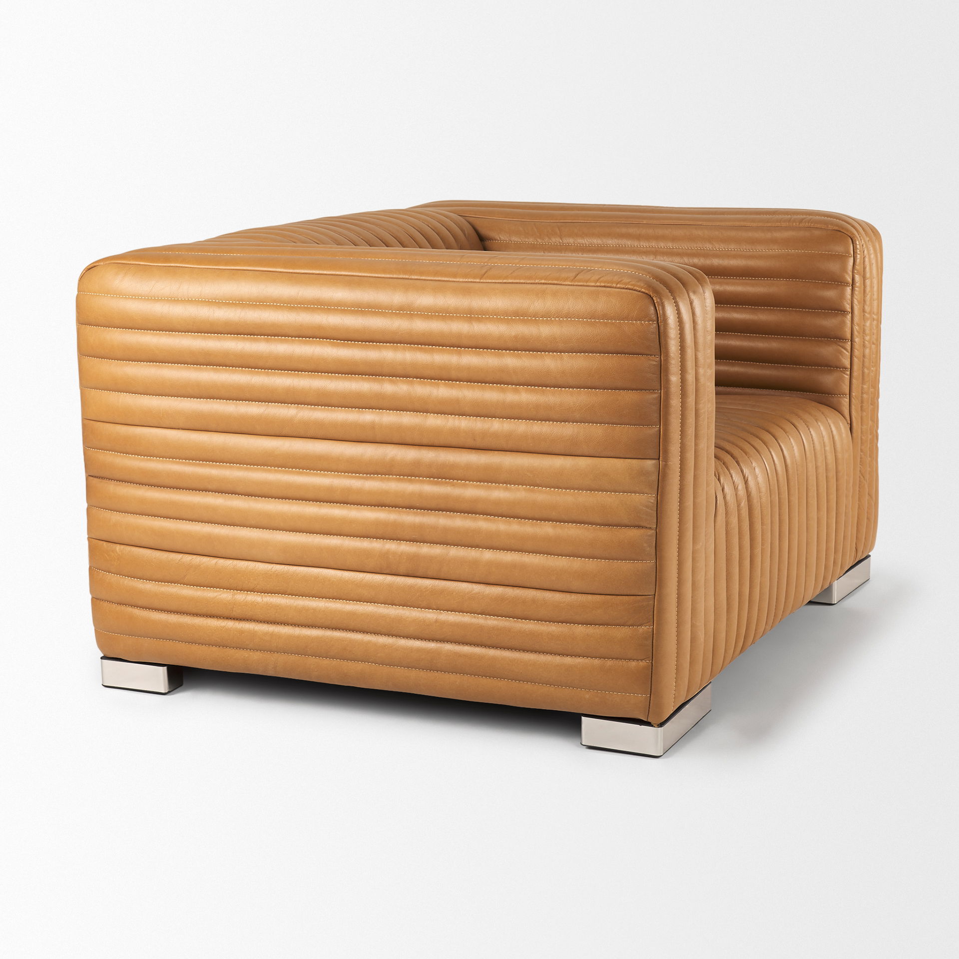 Ricciardo Cognac Leather Upholstered Arm Chair, Accent Chair by Mercana, 45.28" length x 38.19" width x 26.38" height View 7