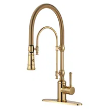 Online Designer Kitchen KB122009G-AS Pull Out Gooseneck High-Arc Kitchen Faucet