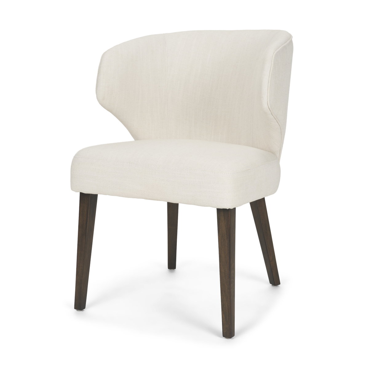 Niles Wingback Dining Side Chair | Cream Fabric with Dark Brown Wooden, Dining Chair by Mercana, 22.5" length x 24.5" width x 32" height View 1