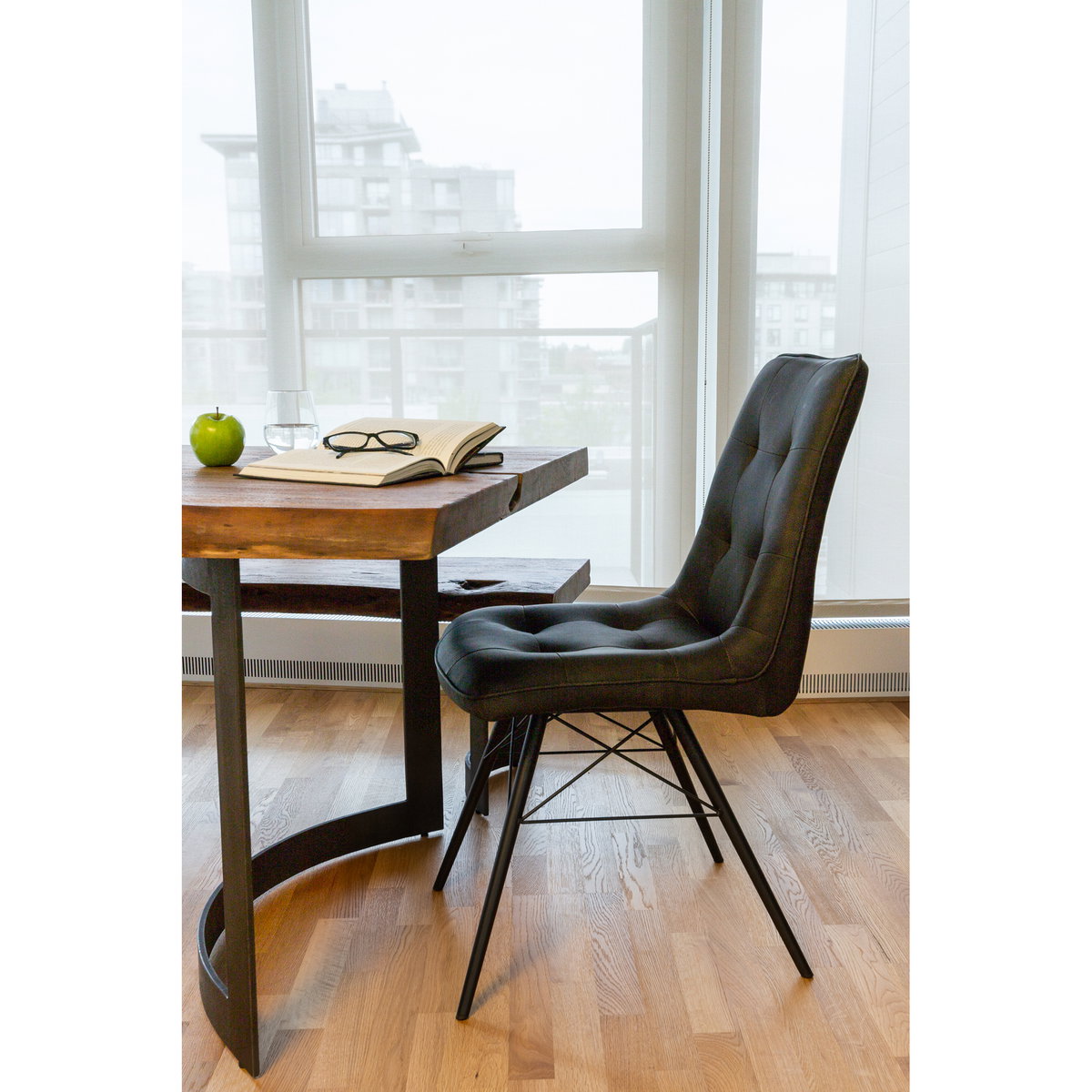 Bent Small Dining Table Brown, by Moe's Home, 98.5" width x 29.5" height x 40" depth View 13