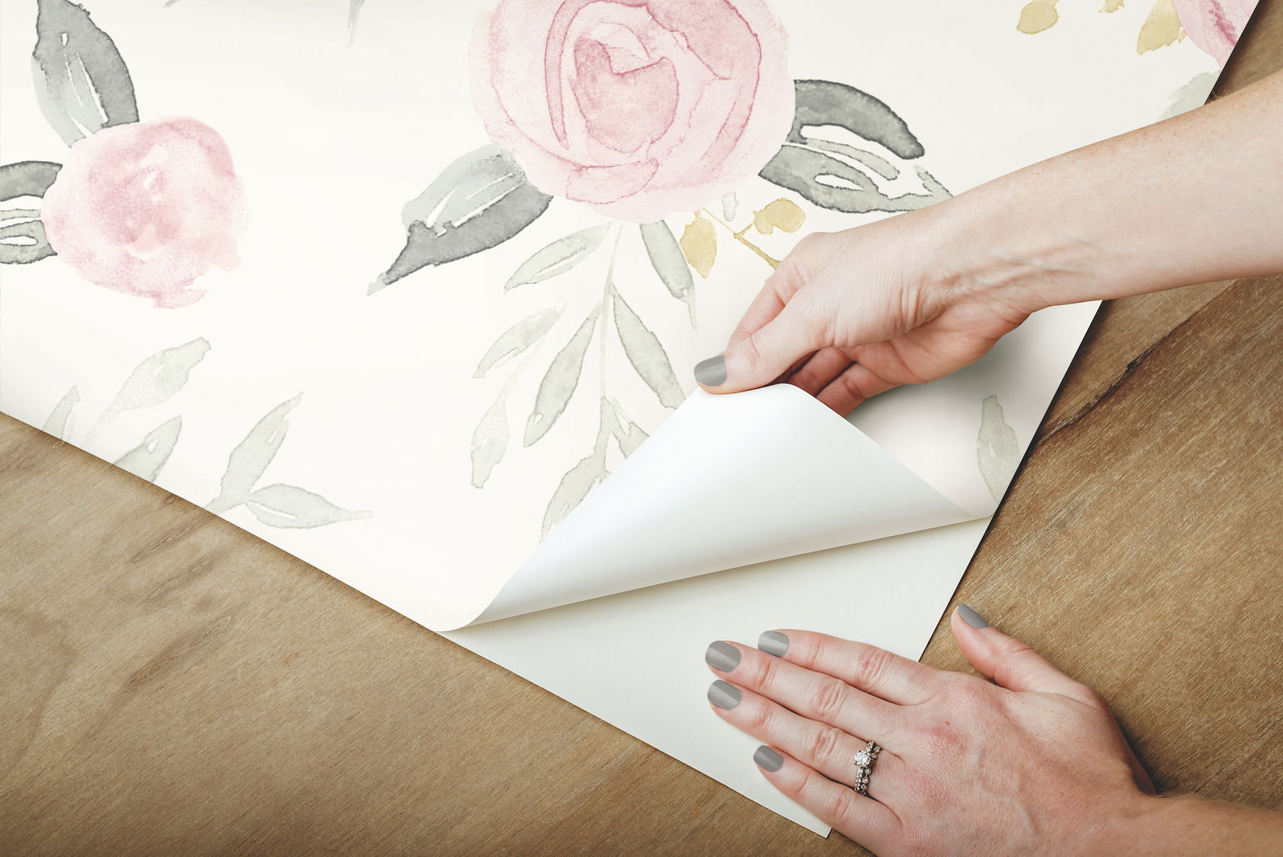 Magnolia Home Watercolor Roses Pink Peel & Stick Wallpaper large image 