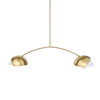Cybill Brushed Brass with White Metal Shades 2-Light Chandelier, by Mercana, 41.73" length x 9.45" width x 9.75" height thumbnail 1