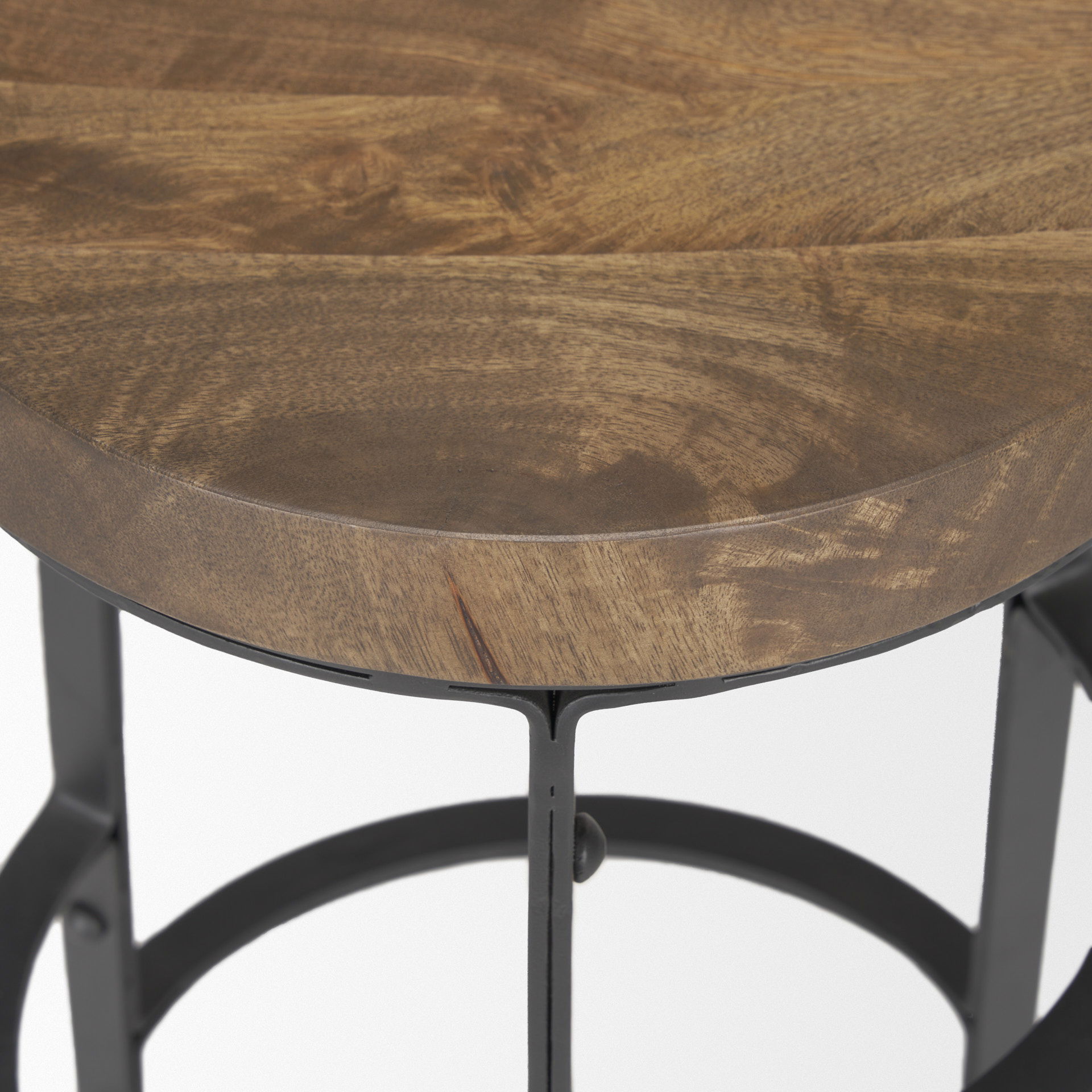 Neo 26.3' Seat Height Brown Wood Seat Black Metal Frame Stool large image 