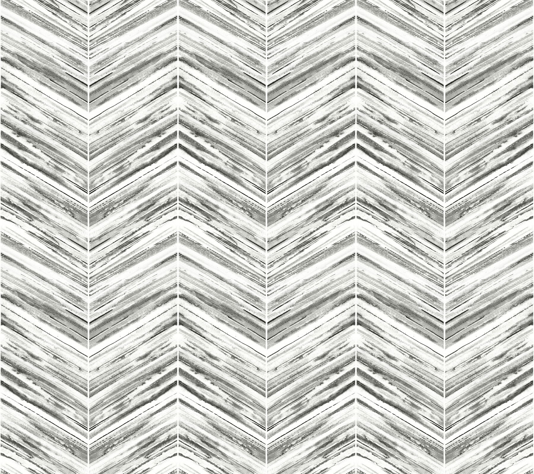 Petite Watercolor Chevron Black & White Wallpaper large image 