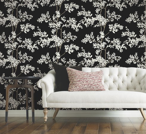 Lunaria Silhouette Black & White Wallpaper