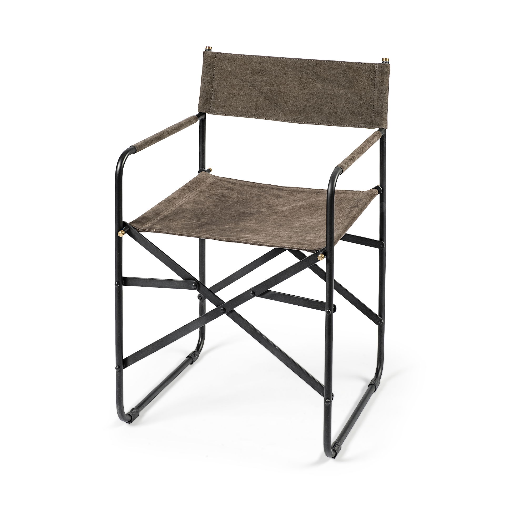 Direttore 19.25L x 20W x 31H  Brown/Gray Suede with Metal Frame Dining Chair large image 