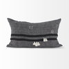 Sibyl 13x21 Black Fabric Striped and White Fringed Pillow Cover, Decorative Pillow by Mercana, 13" length x 21" width x 0.2" height thumbnail 6
