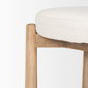 Shaiden Brown Wood with Cream Fabric Stool, Ottoman by Mercana, 21.5" length x 21.5" width x 19.5" height thumbnail 8