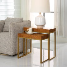 Online Designer Bedroom Burl-esque Wooden Nesting Tables Set/2