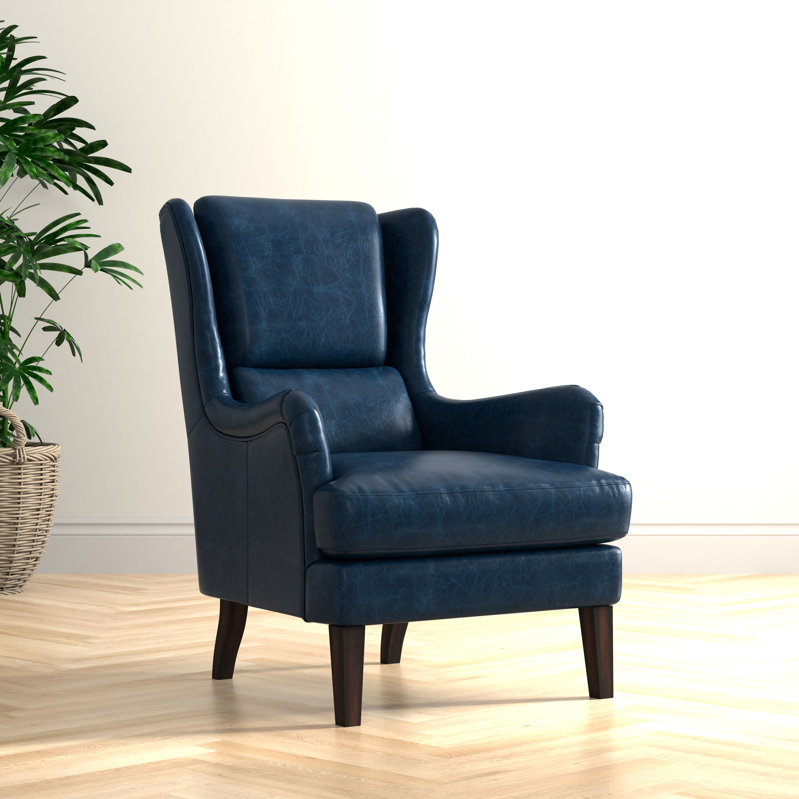 Elite Wing Lounge Chair, Chateau Blue, Seating by Sarreid, 28" length x 36" width x 40" height View 13