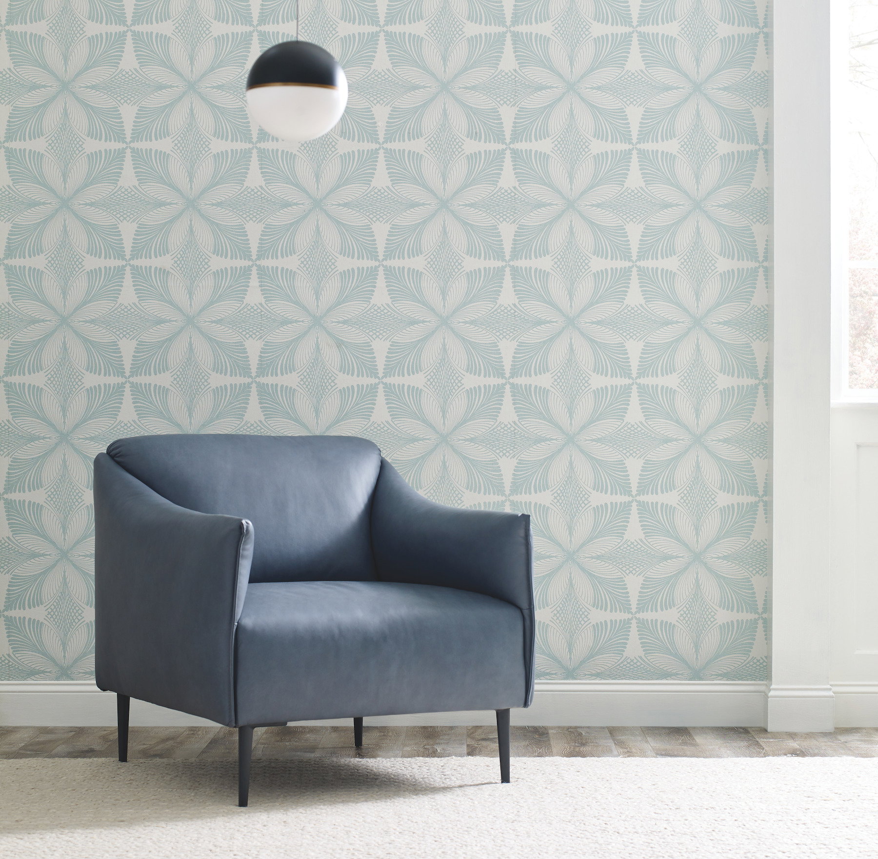Roulettes Cream & Blue Wallpaper, by York Wall, 27' length x 2'3" width x 0.02" depth View 3