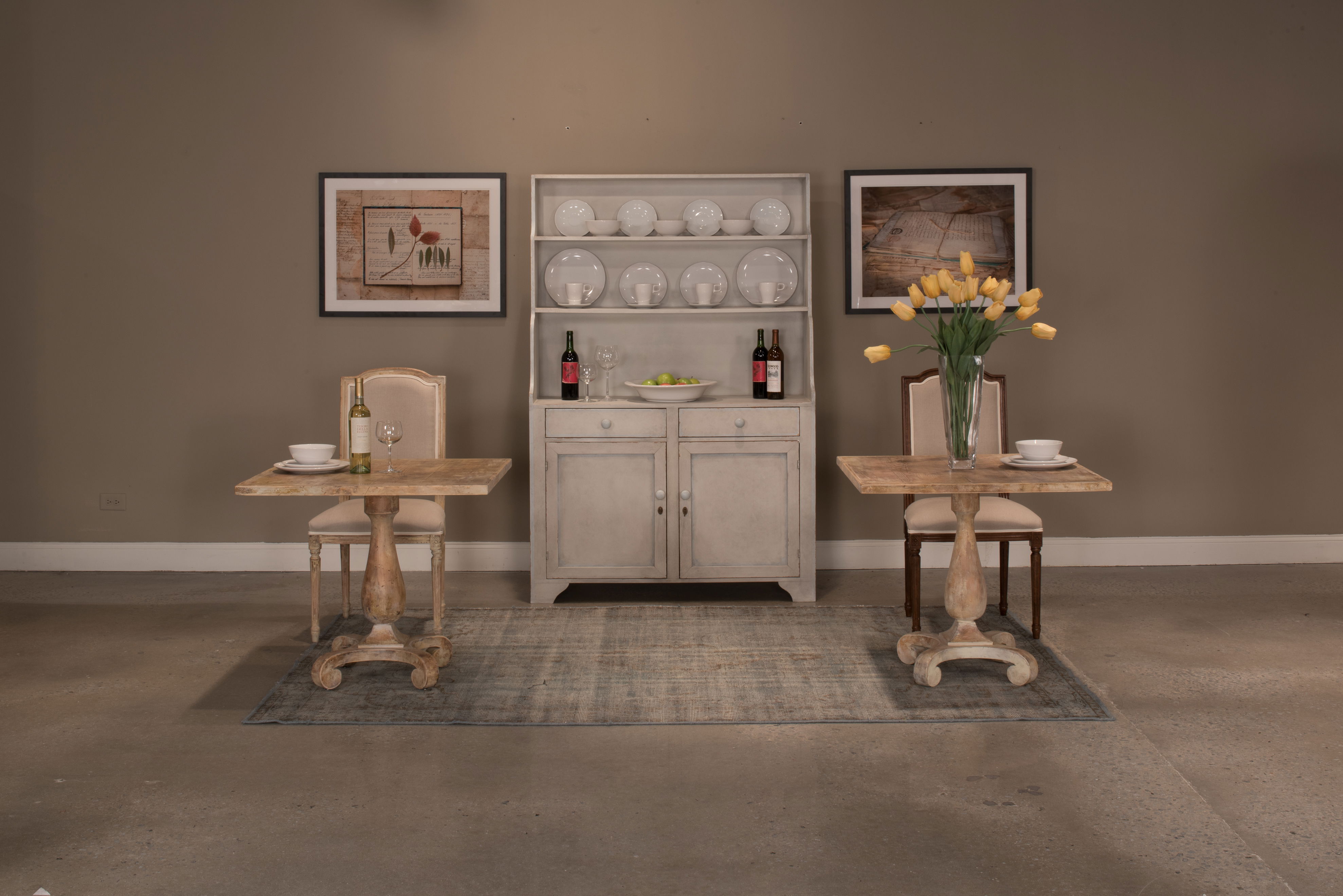 Bistro Table, Antique Oak, Game Table by Sarreid, 33" length x 33" width x 29" height View 5