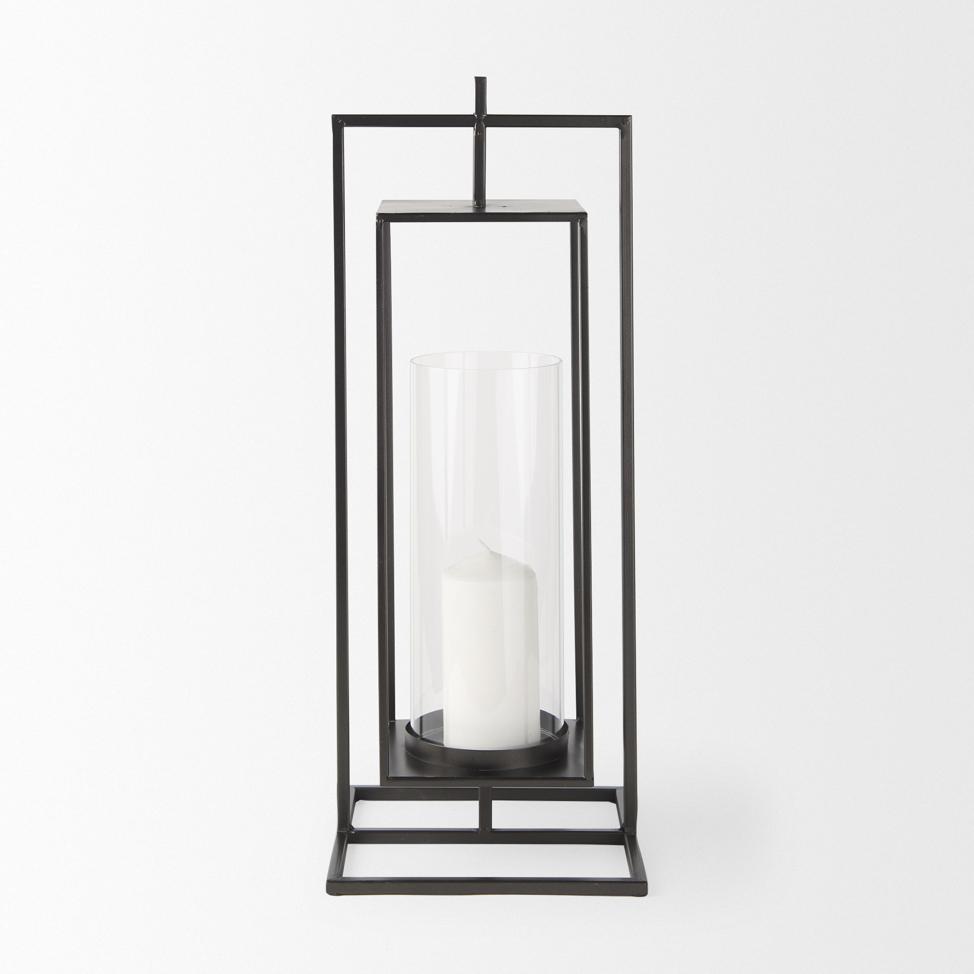 Albus I Large Black Metal Rectangular Table Candle Holder large image 
