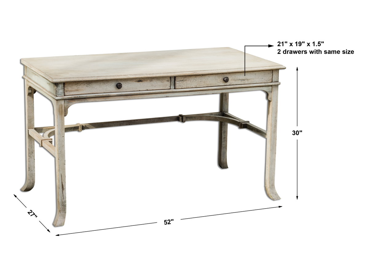 Bridgely Aged Writing Desk, by Uttermost, 52" width x 30" height x 27" depth View 3