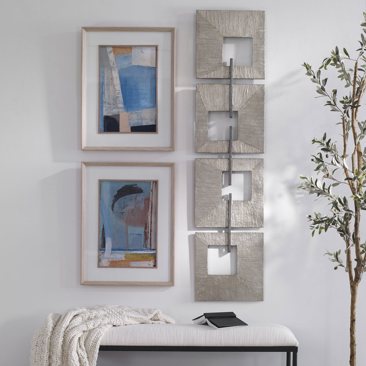 Linked Champagne Metal Wall Decor, Sculptural Wall Art by Uttermost, 14.25" width x 60.75" height x 1.75" depth View 2