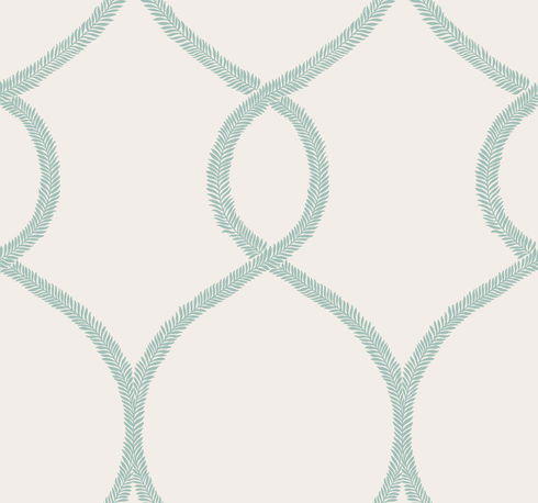 Laurel Leaf Ogee Teal Wallpaper