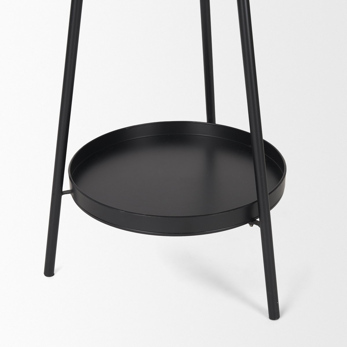 Everett Matte Black Metal with Two Metal Shelves Coat Rack, Stands, Racks & Hook by Mercana, 17" length x 17" width x 71" height View 7