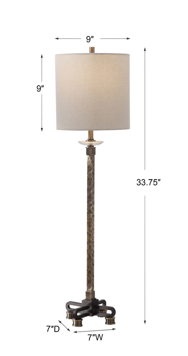 Parnell Industrial Buffet Lamp, Table Lamp by Uttermost, 9" width x 33.75" height x 9" depth View 3