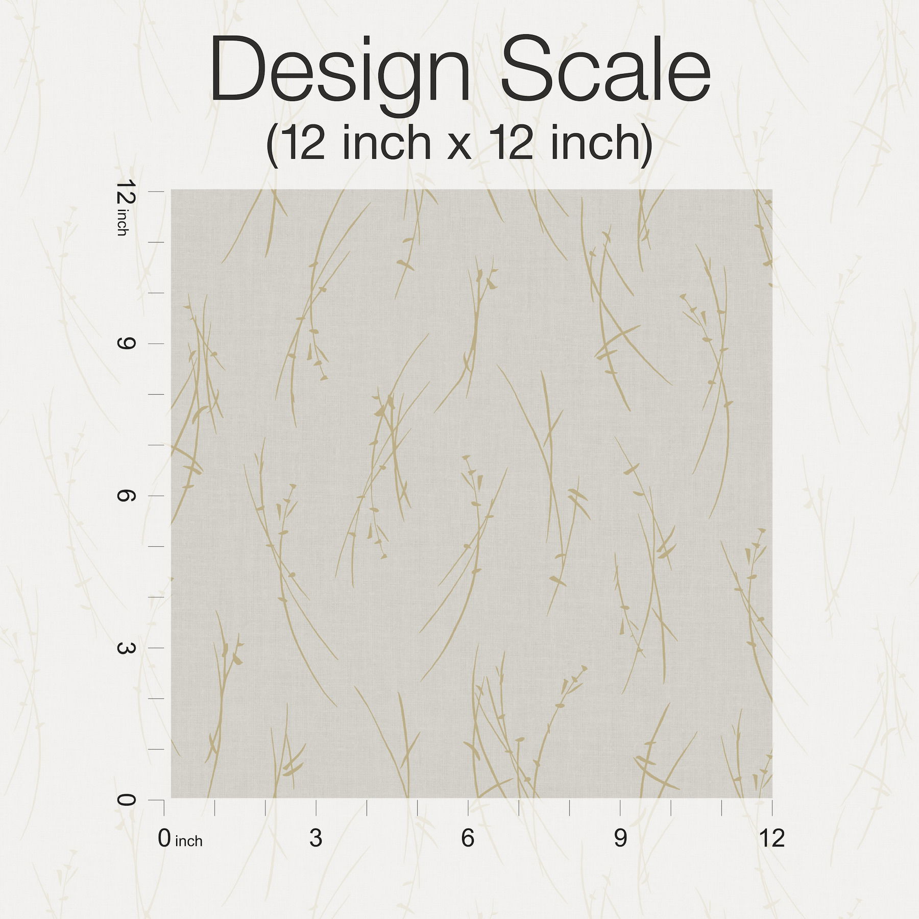 Sprigs Light Grey & Gold Wallpaper large image 