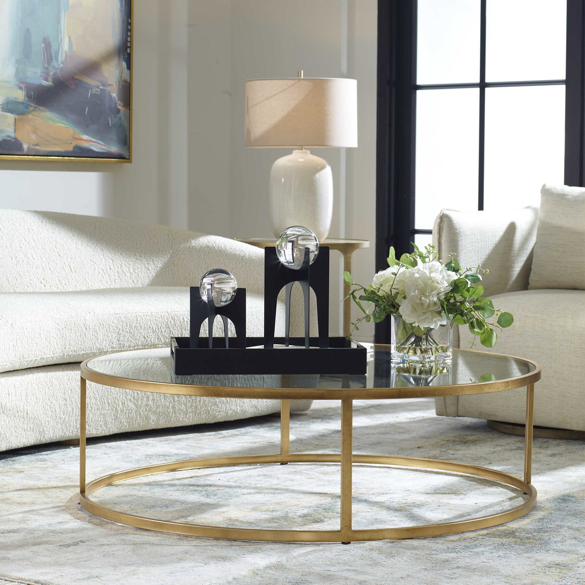 Radius Modern Circular Coffee Table, by Uttermost, 48" width x 14.5" height x 48" depth View 2