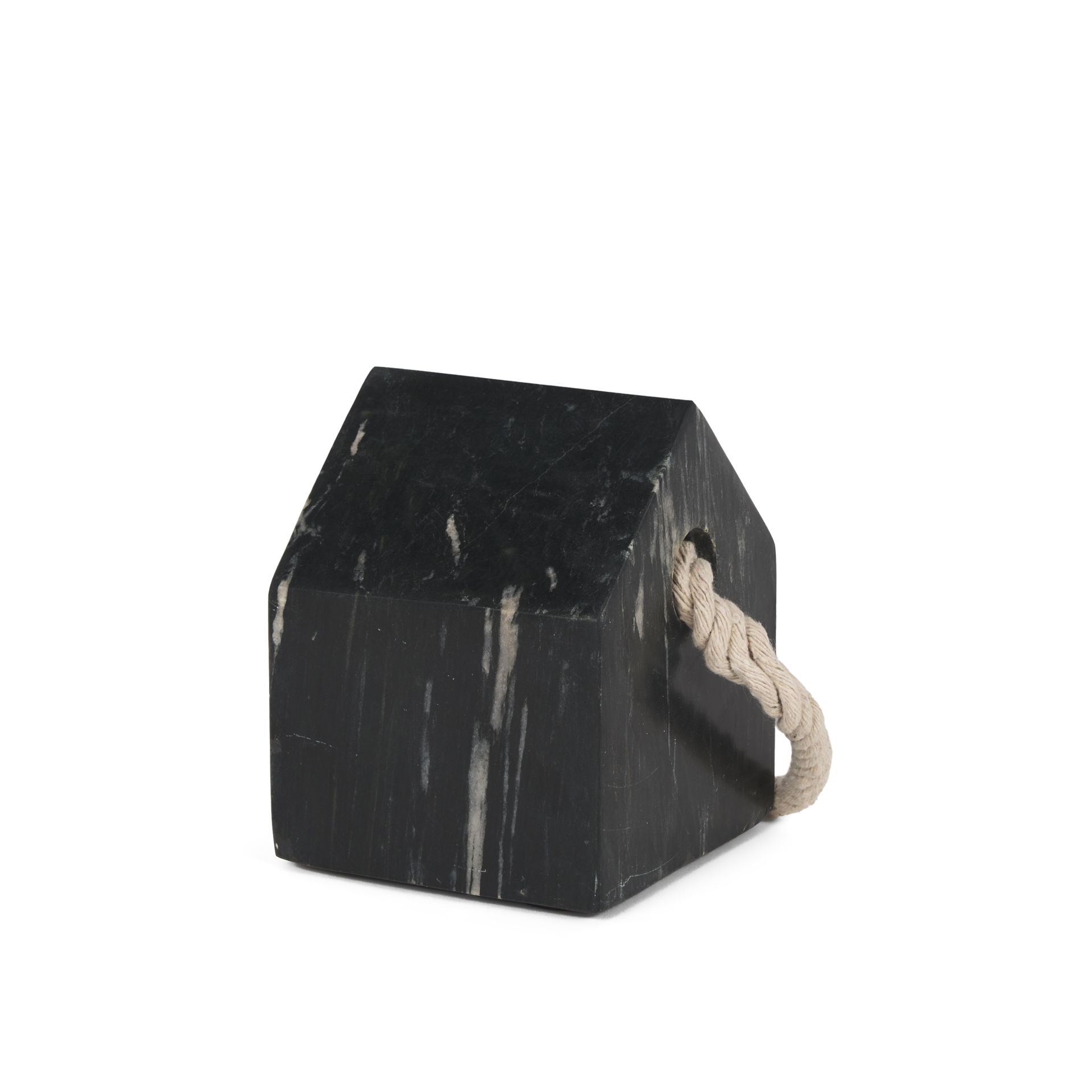 Raena Black Marble House Door Stopper large image 